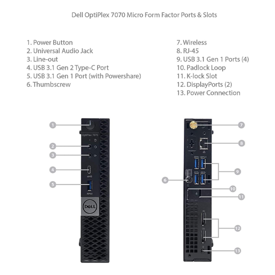 Dell OptiPlex 7070 Mini Case - Intel Core i5-8500, RAM 8GB, 256GB SSD Dell OptiPlex 7070 Mini Case - Intel Core i5-8500, RAM 8GB, 256GB SSD